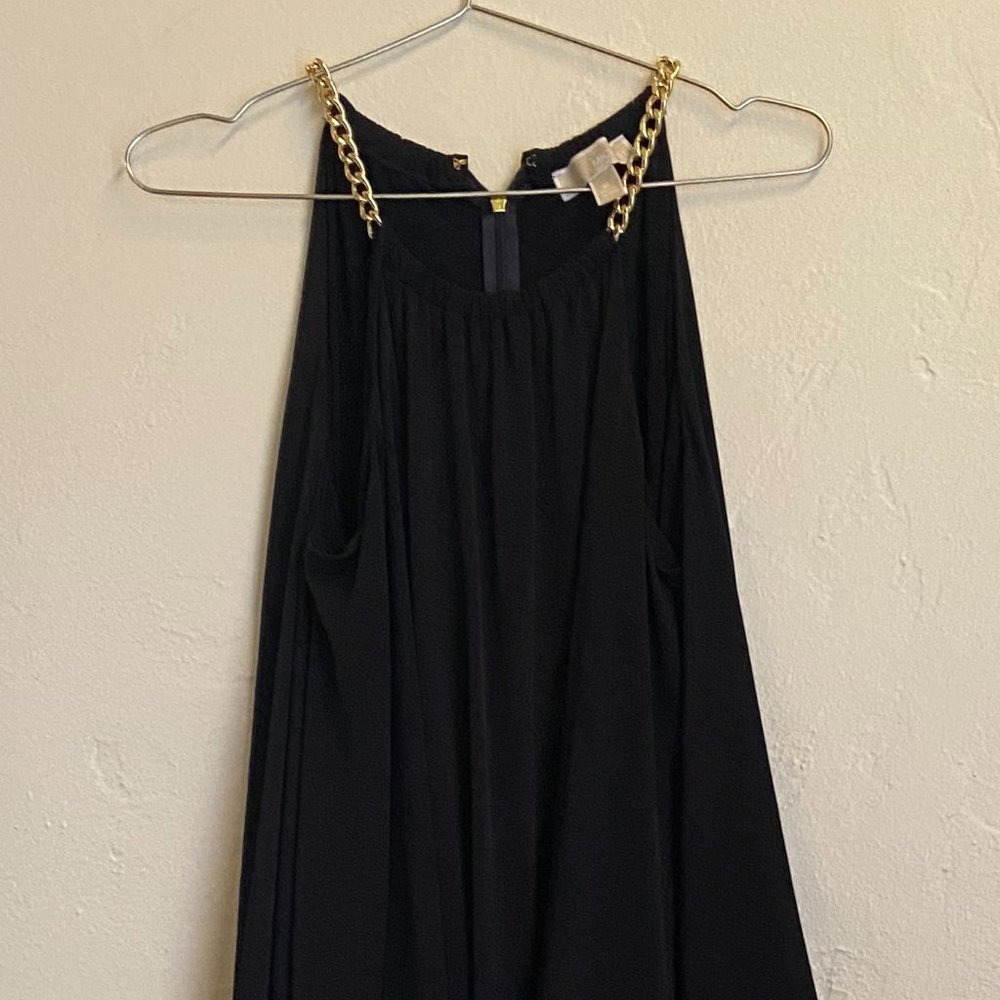 Michael Kors Gold Chain Necklace Floor Length Dress, Large